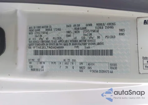 2010 Ford E-250 Commercial/Recreational from USA, damaged, VIN 1FTNE2EL7ADA04689